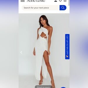 SELFIE LESLIE THIGH SPLIT WHITE MIDI DRESS